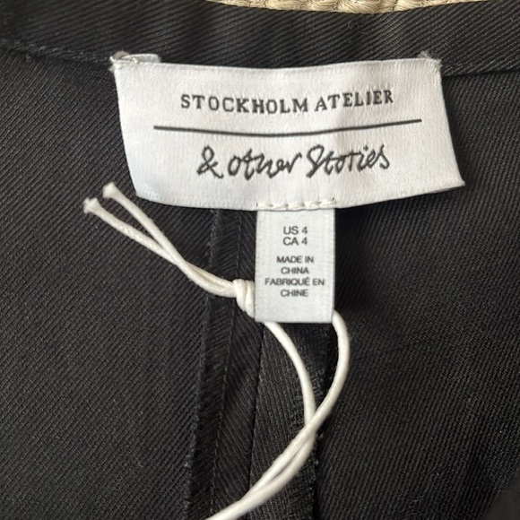 & Other Stories High Rise Cut Out Waist Hip Linen Wide Leg Trouser Pants size 4 - Picture 8 of 9